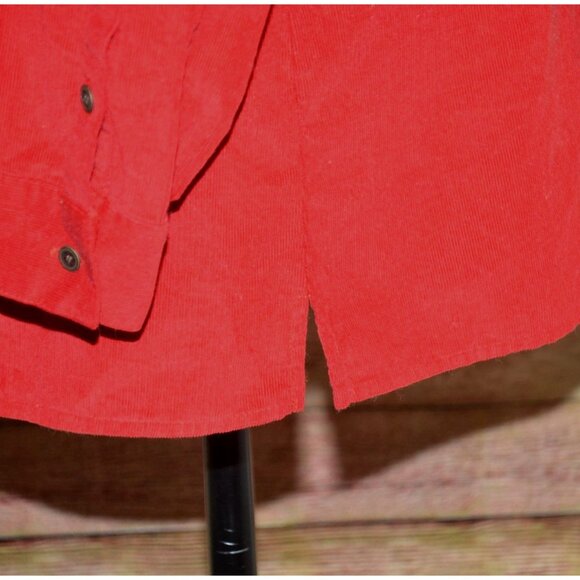J. Jill Red Corduroy Button Front Tunic Blouse Top Plus Size 1X Cotton Holiday - Picture 4 of 9